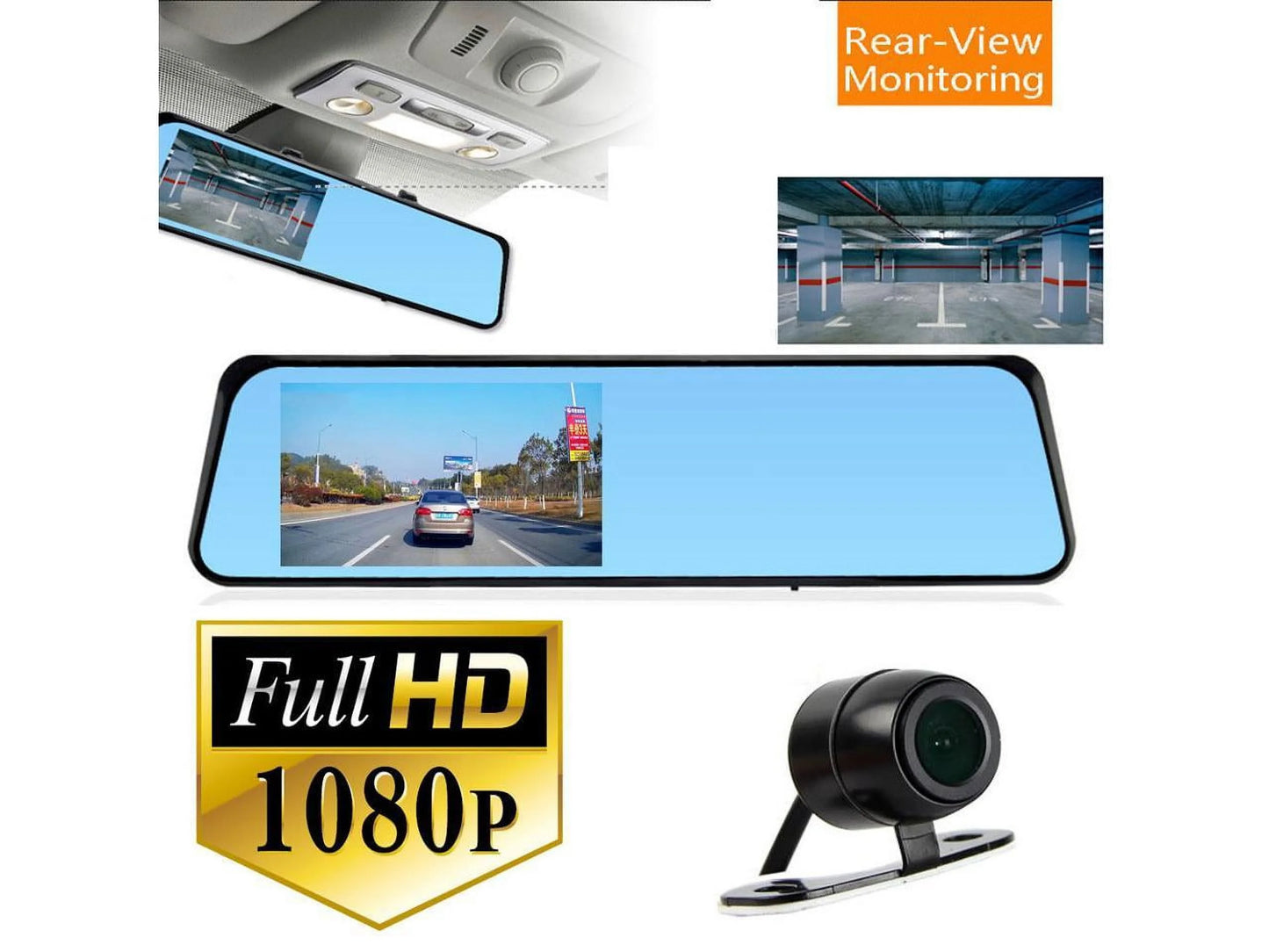 1080P Full HD wide 4.3 inch new ultra-thin rearview mirror driving recorder 1200 Mega pixal