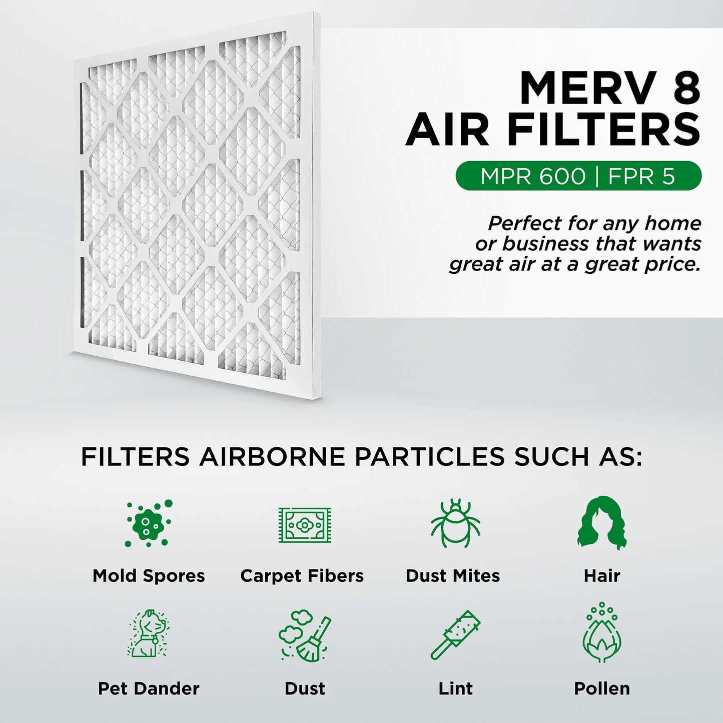 (Actual Size: 15.5 x 24.5 x 0.75 Inches). Quantity 6. Pamlico Air 16x25x1 MERV 8 Pleated AC Furnace Air Filters