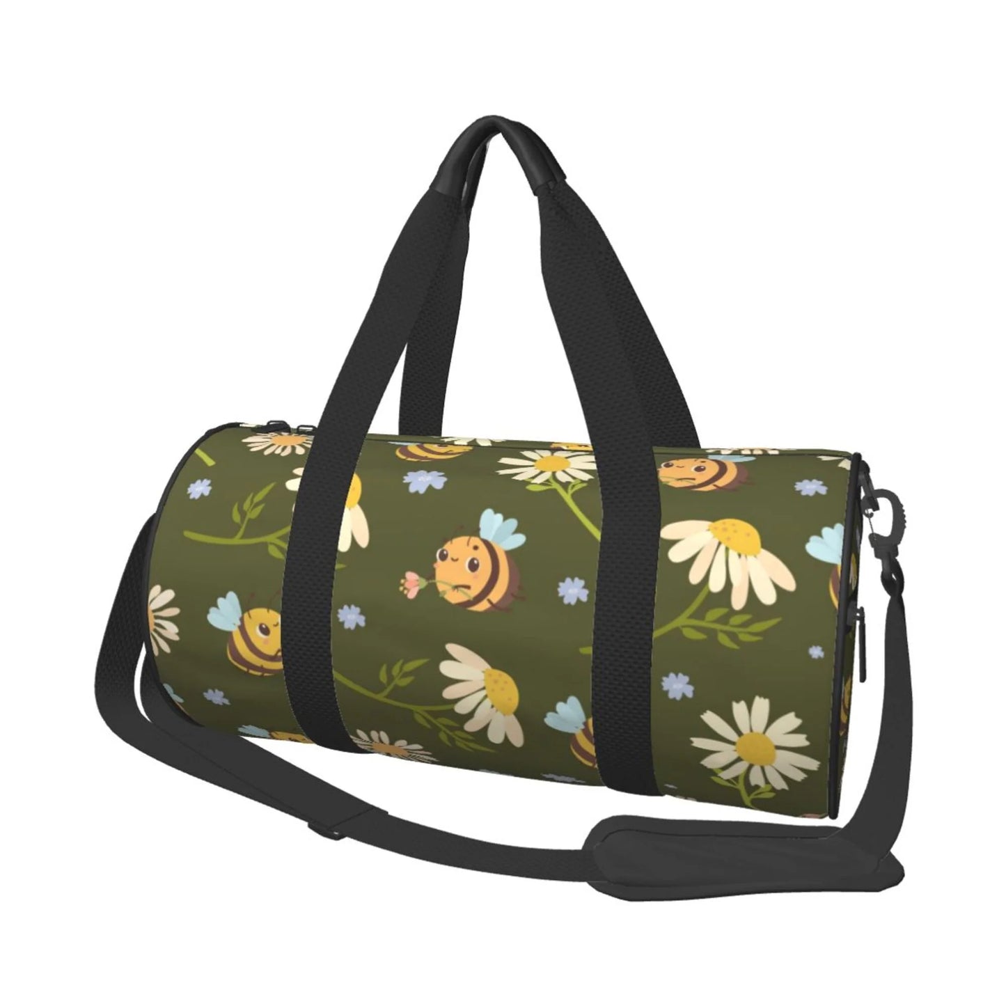 ZICANCN Green Daisies Bees Travel Duffle Bag, Sports Tote Gym Bag Weekenders Bags for Women Men