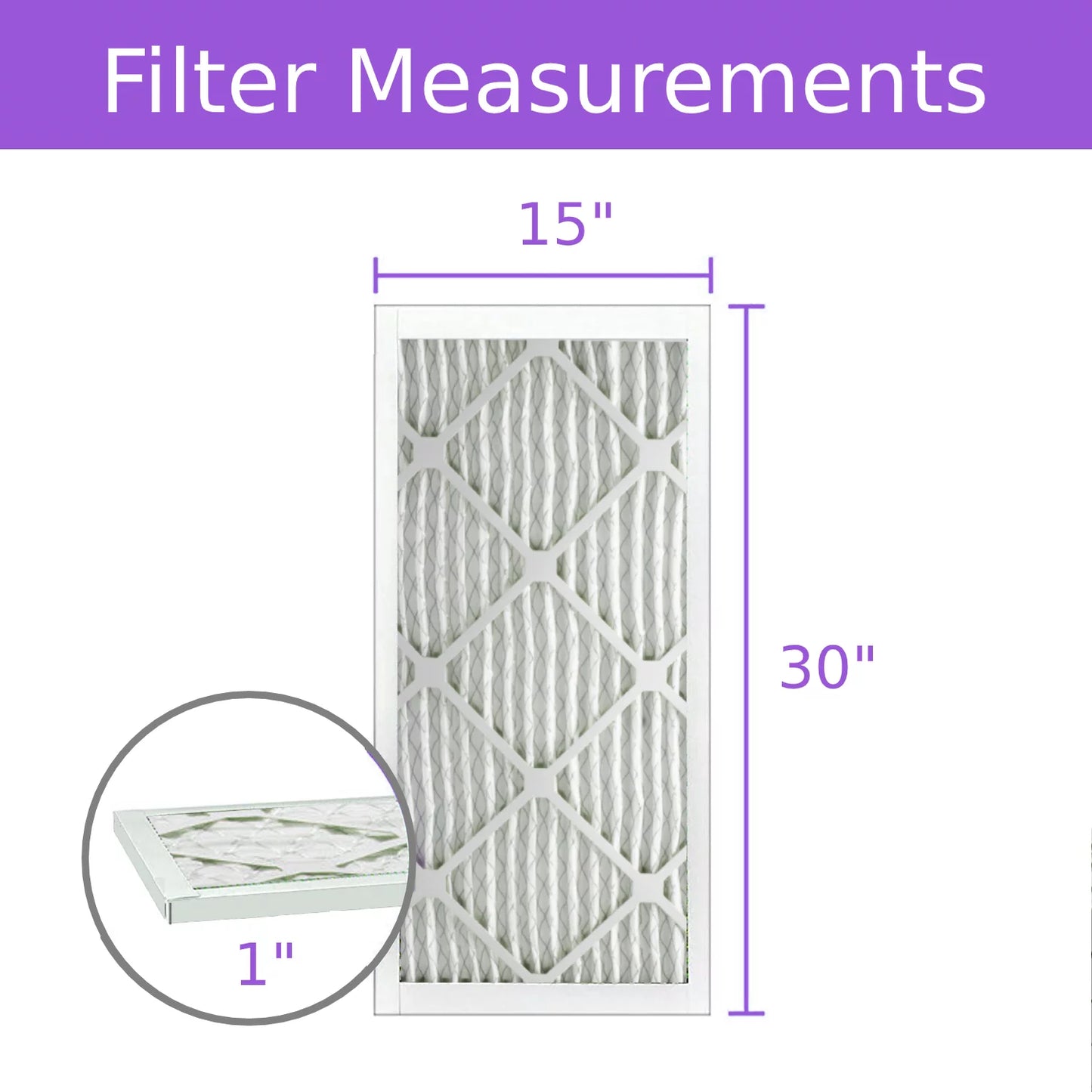 15x30x1, Purolator DMK80 Extended Surface Pleated Air Filter, Mechanical MERV 8, (6 Pack)