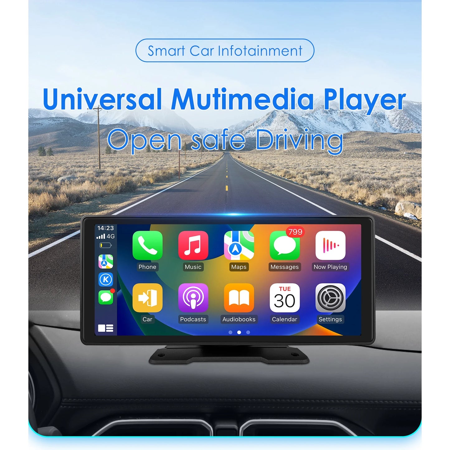 10.26" Touchscreen  Carplay Android Auto FM Car Radio Stereo Head Unit 360° Adjustable Bluetooth Mirror Link GPS Navigation Player