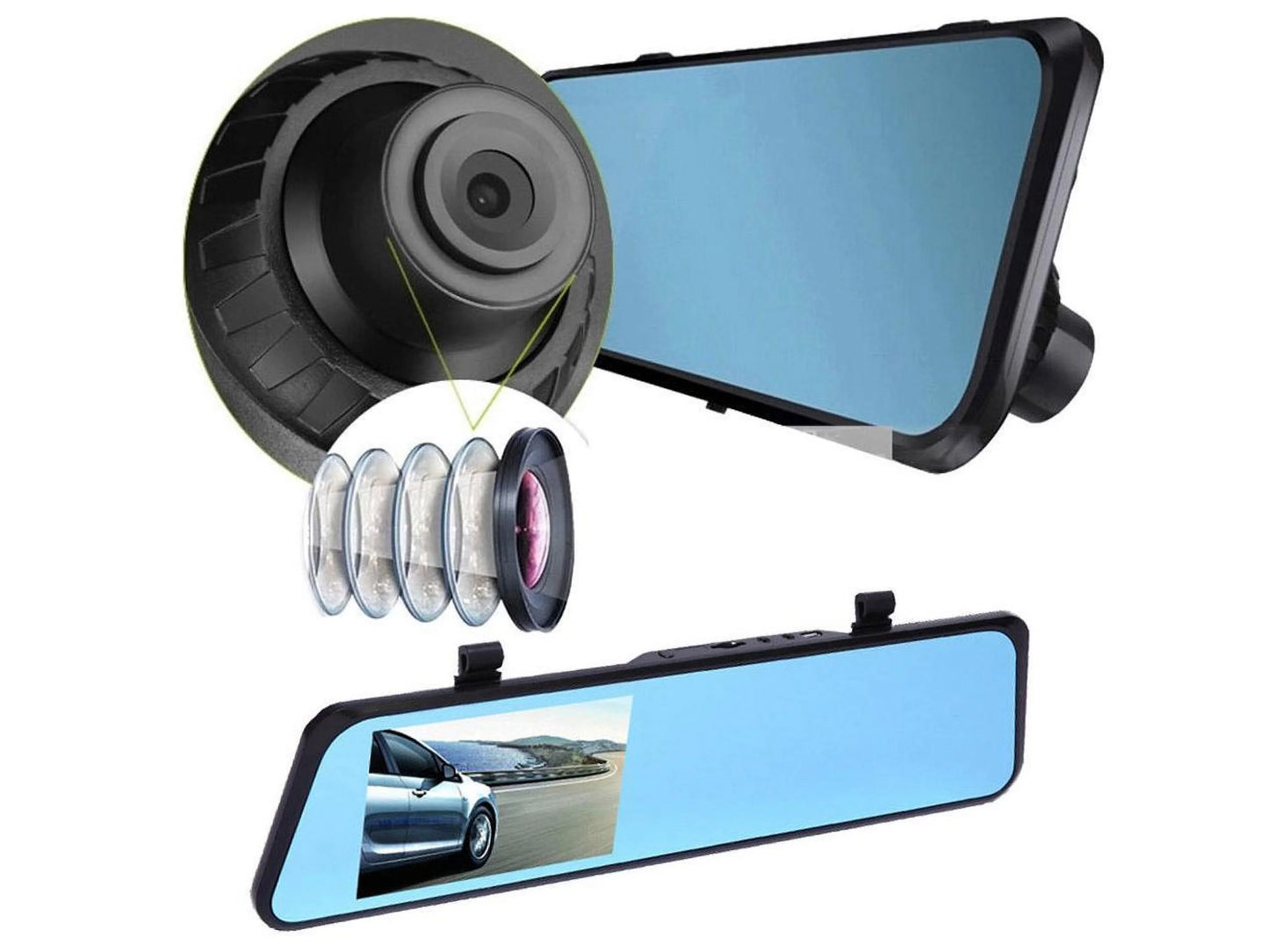 1080P Full HD wide 4.3 inch new ultra-thin rearview mirror driving recorder 1200 Mega pixal