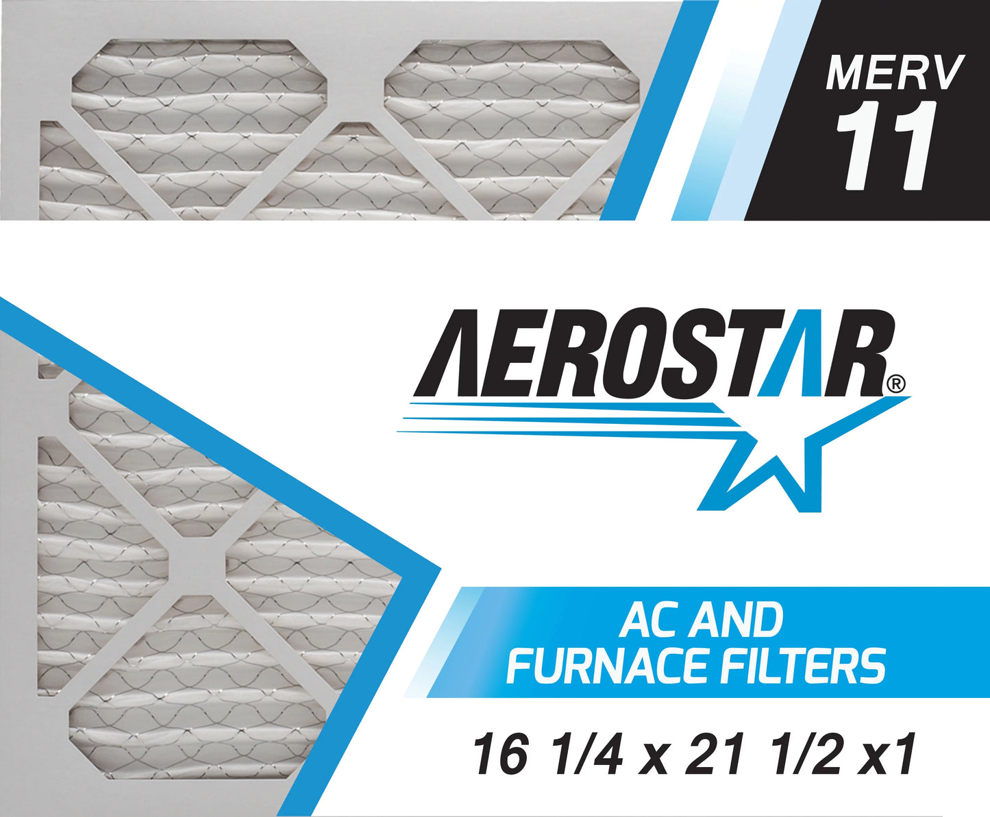 16 1/4x21 1/2x1 AC and Furnace Air Filter by Aerostar - MERV 11, Box of 6