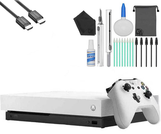 Xbox One X 1TB Gaming Console White with HDMI Cleaning Kit