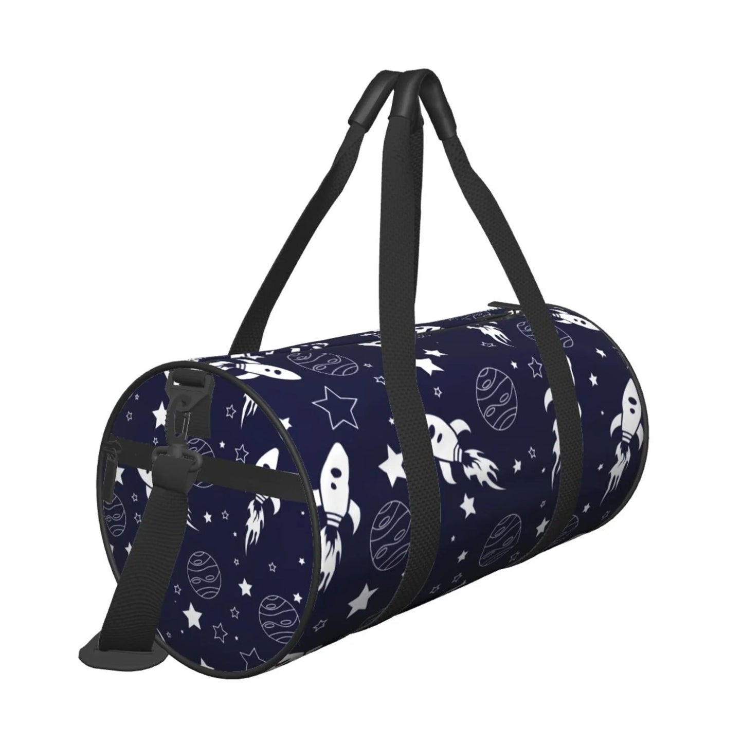 ZNDUO Space Seamless Pattern Round Travel Bag, Sports Tote Gym Shoulder Bag Weekenders Bags for Women Men