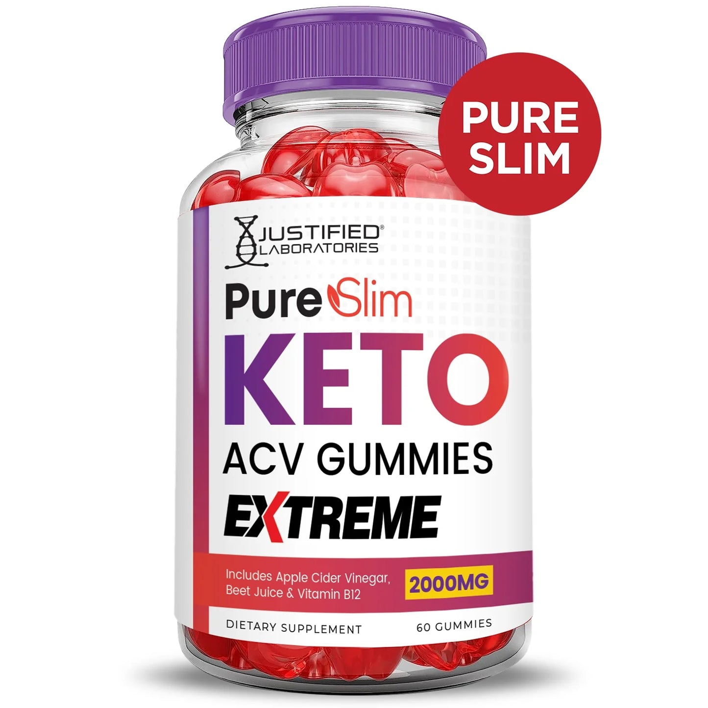 (2 Pack) Pure Slim Keto Extreme ACV Gummies 2000mg Dietary Supplement 120 Gummys