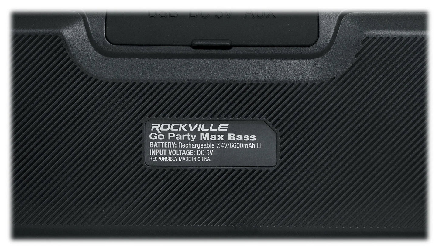 (2) Rockville GO PARTY MAX BASS Portable LED Bluetooth Speakers w/Wireless Link