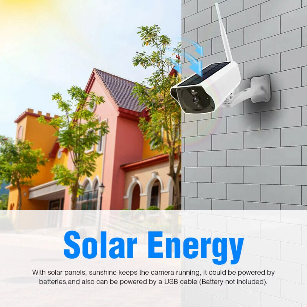 1080P Solar Powered Security Energy Camera,  Wireless WiFi Outdoor IP Cameras, Rechargeable Battery Powered, Motion Detection, Waterproof, Video Surveillance Camera