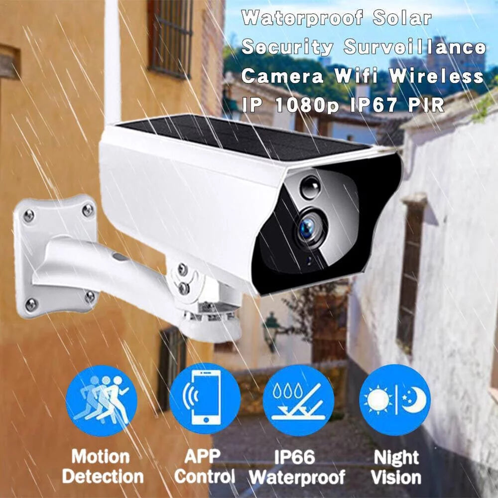 1080P Solar Powered Security Energy Camera,  Wireless WiFi Outdoor IP Cameras, Rechargeable Battery Powered, Motion Detection, Waterproof, Video Surveillance Camera