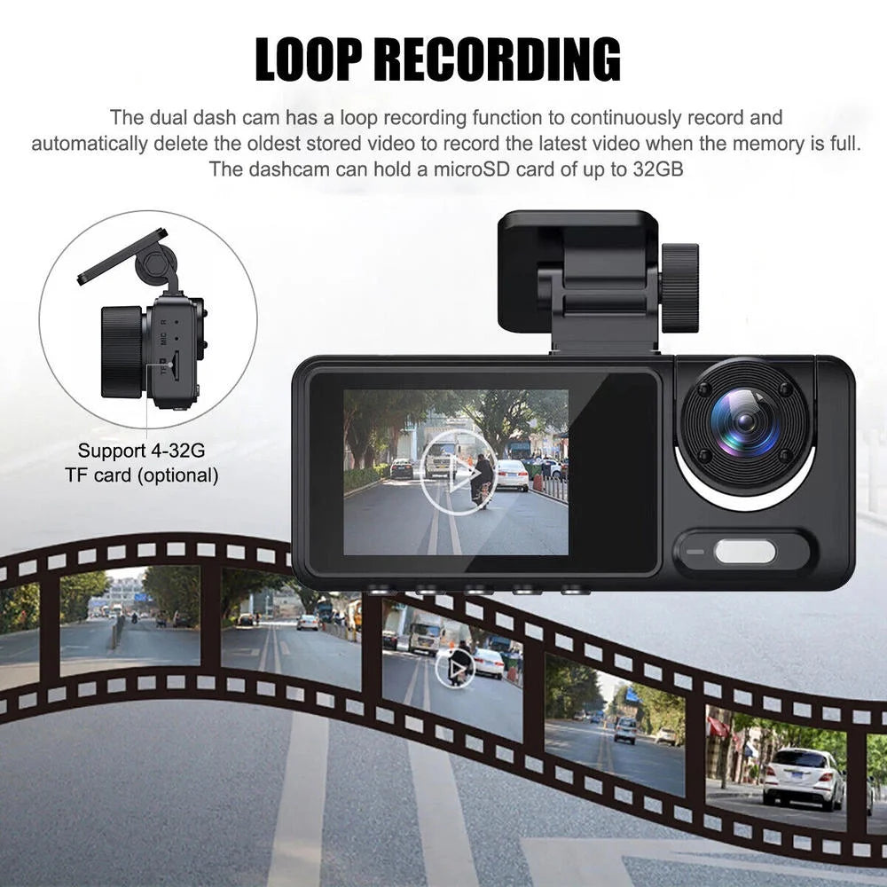 1080P HD Car Dash Cam Camcorder Night Vision DVR Front & Inside Recorder Camera