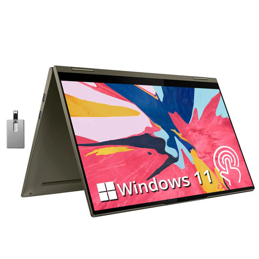 Yoga 7i 2-in-1 360° 15.6" Touch Screen Laptop,  Evo Platform Core i7 1165G7, 12GB RAM, 1TB PCIe SSD,  Iris Xe Graphics, Backlit Keyboard, Win 11, Dark Moss, 32GB USB Card