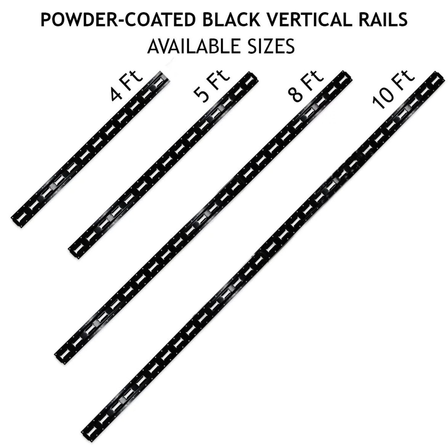 "6 Pack | 5' E Track Tie-Down Rail, Powder-Coated Steel ETrack TieDown | 5' Vertical E-Track Bolt-On Tie Down Rail for Cargo on Pickups, Trucks, Trailers, Vans"