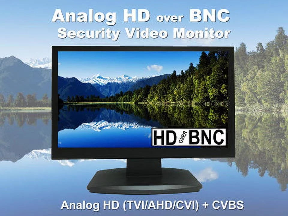 101AV 23.6" Professional LED Security Monitor Analog HD 16:9, Work with HD-TVI, AHD, CVI & CVBS 1x HDMI & 2X BNC Inputs for CCTV DVR Home Office Surveillance System