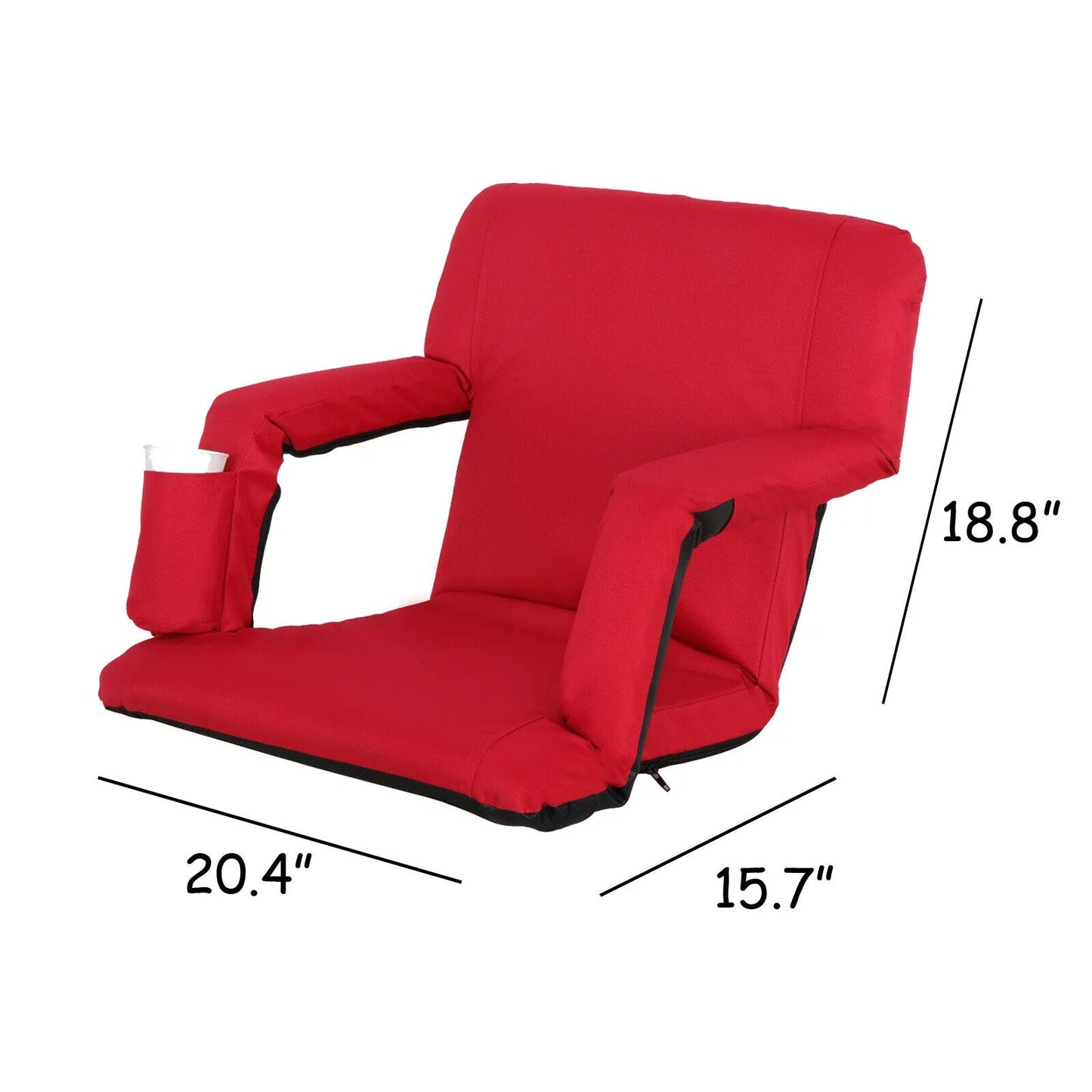 ZENSTYLE liquid-immune Stadium Seat with Cup Holder 7 Tiltable Positions - Red