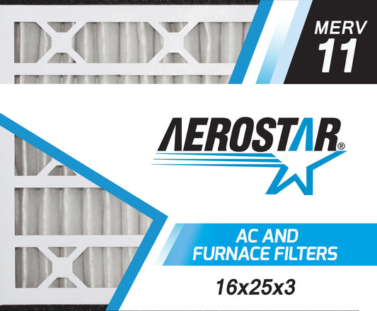 16x25x3 Trion Air bear Replacement Furnace Air Filters by Aerostar - Merv 11, Box of 3