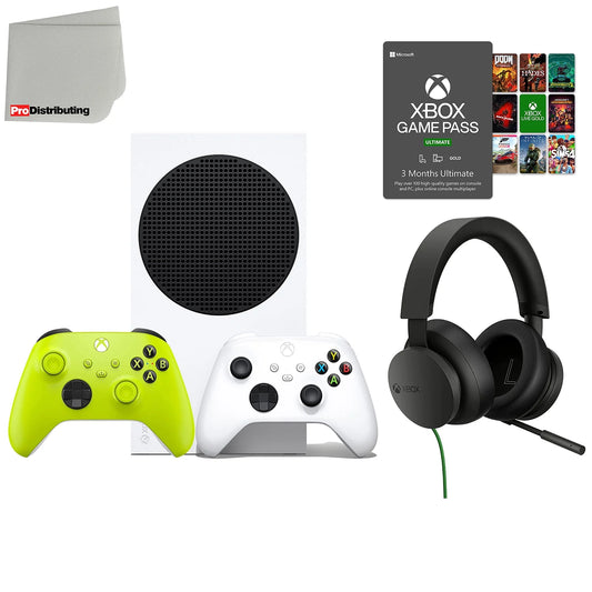 Xbox Series S 512GB All-Digital Video Game Console with Extra Wireless Controller - Electric Volt - Xbox Stereo Gaming Headset, 3-Month Gamepass Ultimate and Microfiber Cleaning Cloth