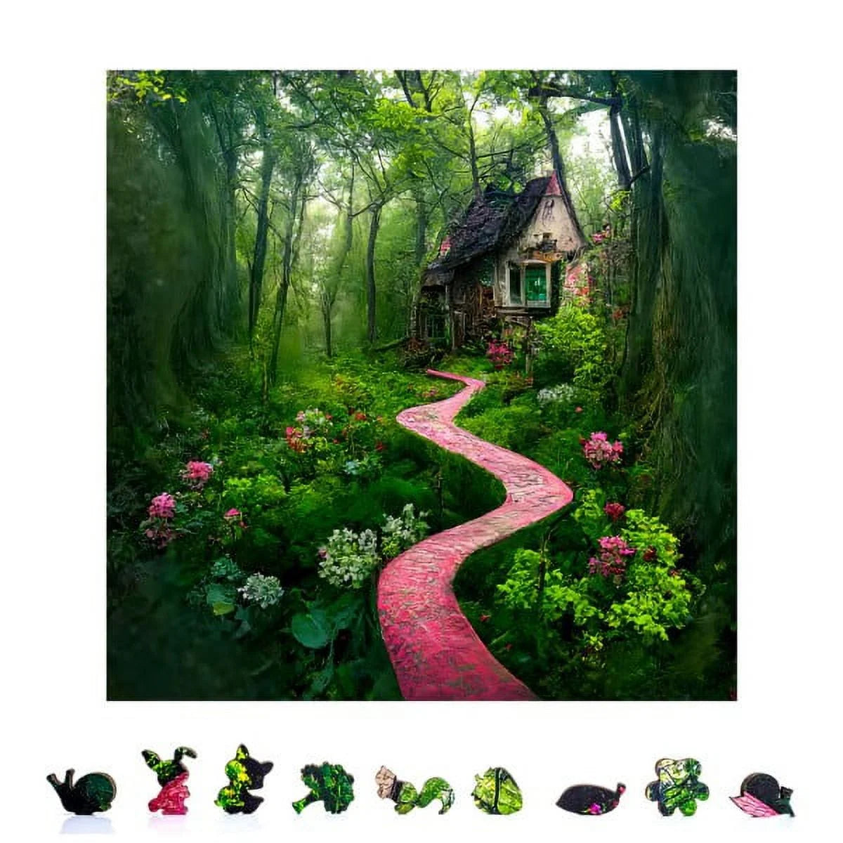 ZenChalet Blooming Path Premium Wooden Jigsaw Puzzle for Adults featuring 500 Uniquely Shaped Precision Cut Wood Pieces