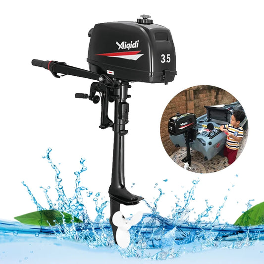 YIYIBYUS Outboard ship Engine 2 Stroke 3.5HP liquid Cooling & CDI System Outboard Motor Marine Trolley Driver +Tool Bag