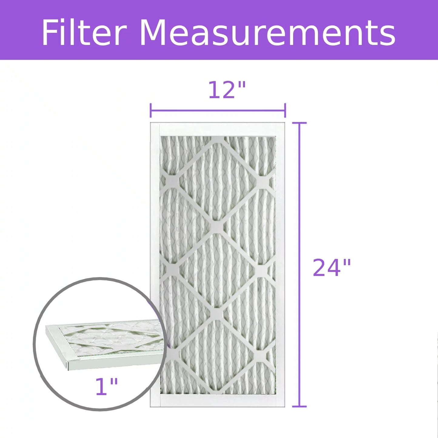 12x24x1, Purolator DMK80 Extended Surface Pleated Air Filter, Mechanical MERV 8, (6 Pack)