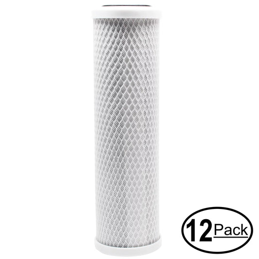 12-Pack Replacement for New Wave Enviro CKC1 Activated Carbon Block Filter - Universal 10 inch Filter for New Wave Enviro Portable Single-Stage Countertop System #CKC1 - Denali Pure Brand