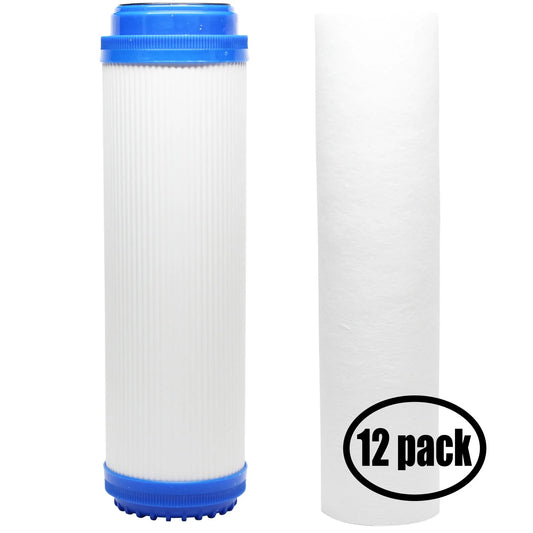 12-Pack Replacement for Filter Kit for Topway Global (TGI) TGI-315 RO System - Includes Polypropylene Sediment Filter & Granular Activated Carbon Filter - Denali Pure Brand