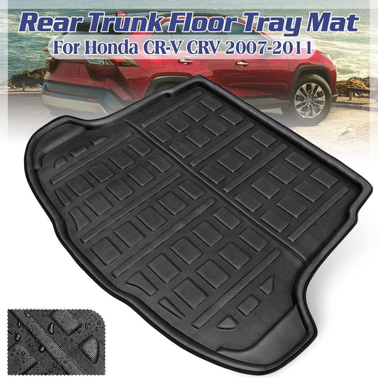 1pcs Cargo Liner Mat for Honda CR-V CRV 2007-2011 Boot Rear Trunk Floor Tray Waterproof All elements, Black