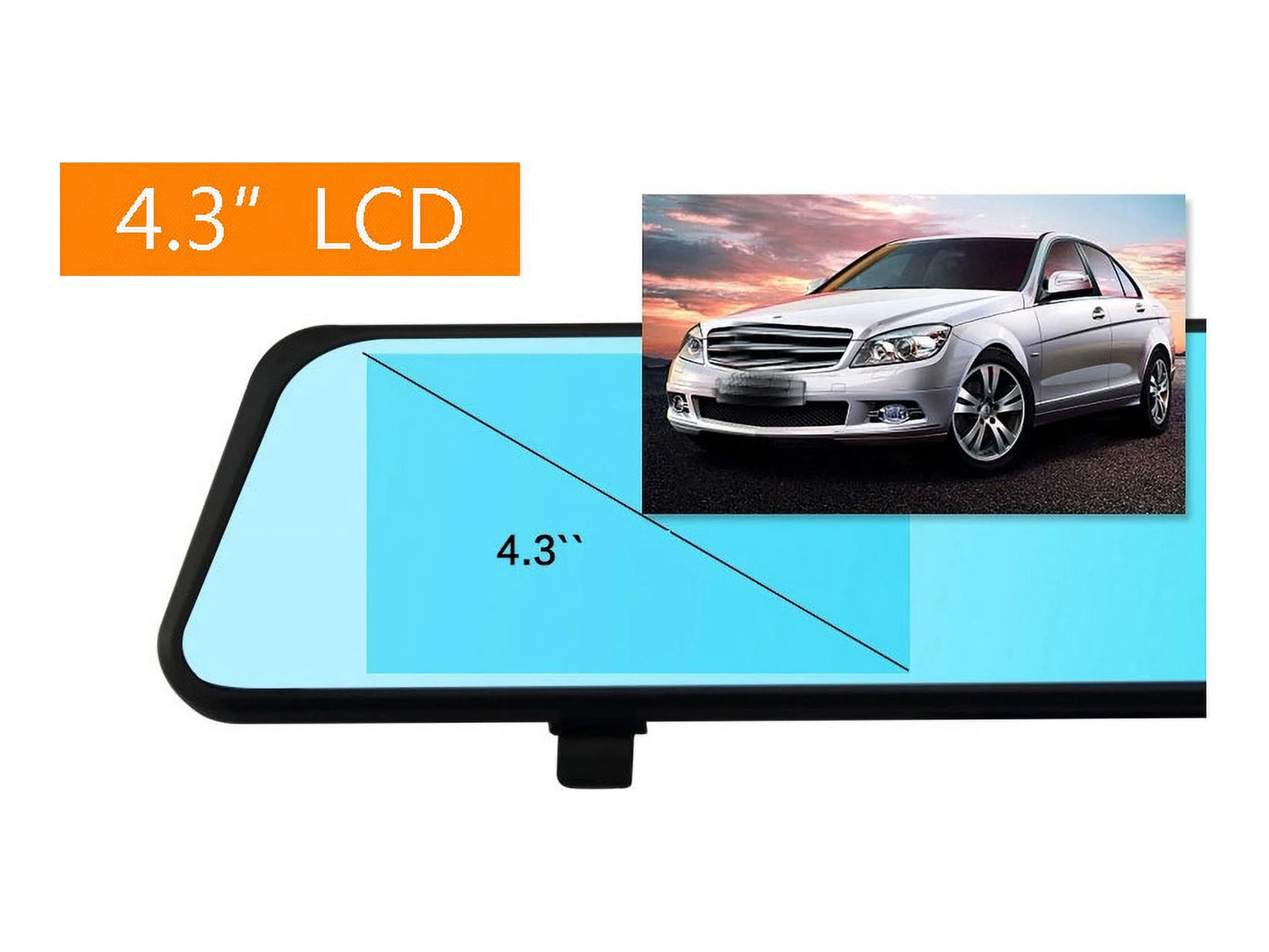 1080P Full HD wide 4.3 inch new ultra-thin rearview mirror driving recorder 1200 Mega pixal