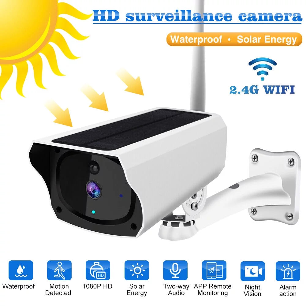 1080P Solar Powered Security Energy Camera,  Wireless WiFi Outdoor IP Cameras, Rechargeable Battery Powered, Motion Detection, Waterproof, Video Surveillance Camera