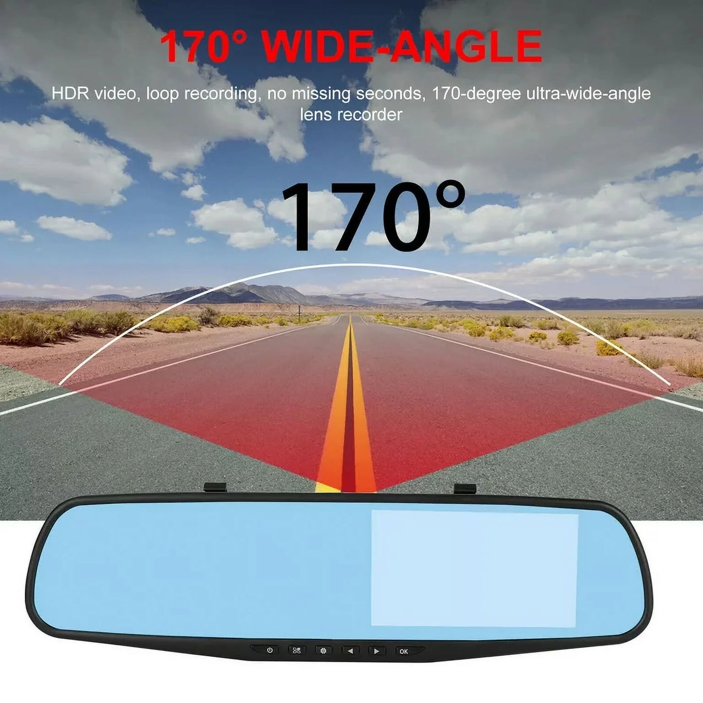 1 Pack 1080P Rearview Mirror Car Camera 4.3" Dash Cam for Cars Trucks,170°Wide Angle Dual Lens Car Cam Front Rear DVR Monitor, Night Vision,Parking Monitor,Motion Detection,G-sensor