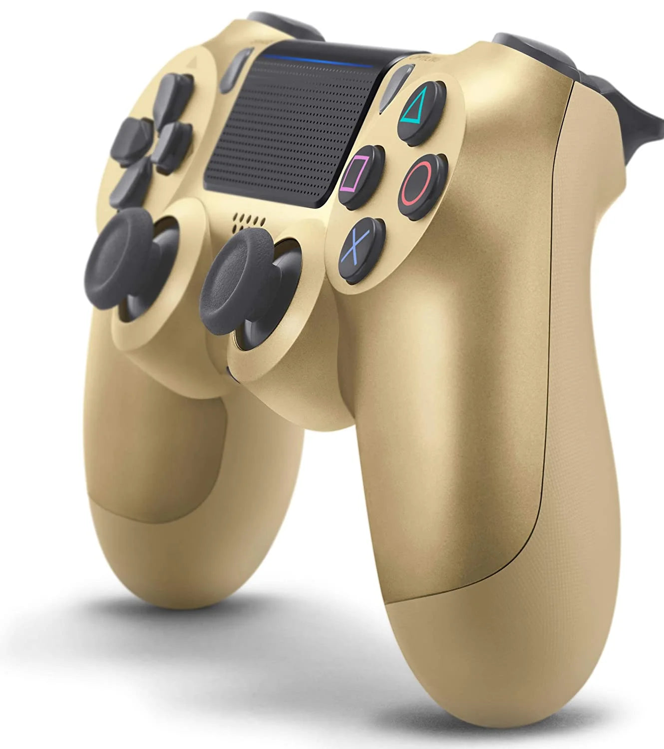 (Refurbished: Like New). Pre-Owned  Dual Shock Gold Gaming Controller For PS4 Console + Wireless Black Chatpad for PS4 Controller BOLT AXTION Bundle