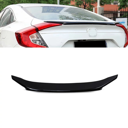 Xotic Tech 4DR JDM Style Glossy Black Rear Trunk Lip Wing Spoiler suitable with Honda Civic 2016-2021 10th Gen