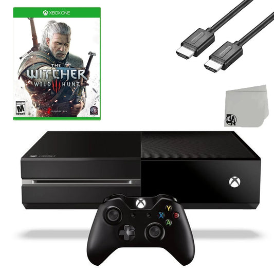 Xbox One Original 500GB Gaming Console Black HDMI Cable With The Witcher 3 Wild Hunt Game BOLT AXTION Bundle Like New